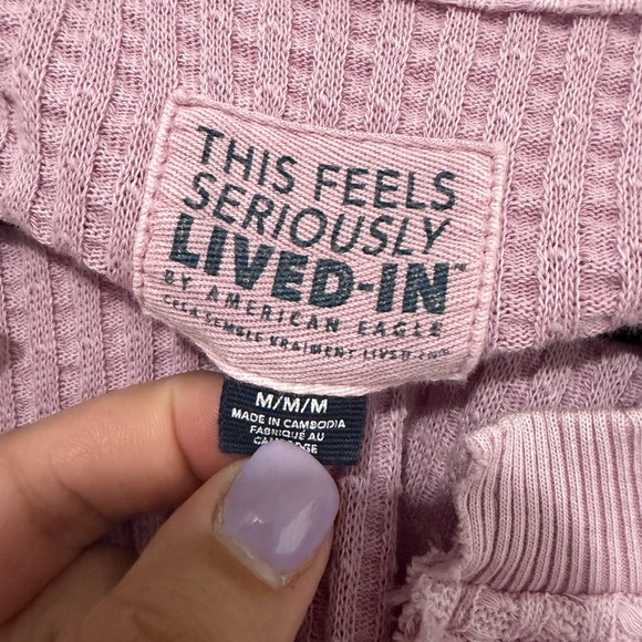 American Eagle Outfitters Mauve Waffle Knit Pullover - Picture 2 of 5